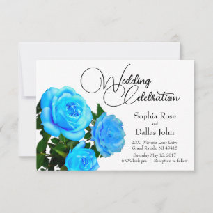 Invitation fleurs bleues florales bleues élégantes roses bleu
