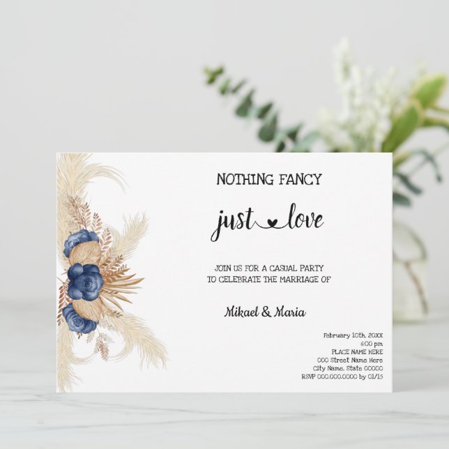 Invitation Fleurs Bleues Fugace juste Amour Mariage Secret (Debout devant)