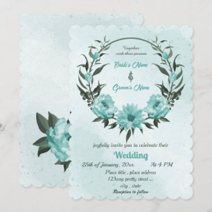 Invitation fleurs bleues mariage