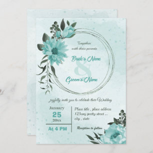 Invitation fleurs bleues mariage