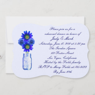 Invitation Fleurs bleues Mason Jar Dîner de répétition Invita