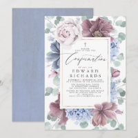 Fleurs bleues mauves et poussiéreuses Élégante con