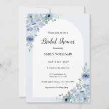 Fleurs Bleues Poudrées Élégantes pour Baby Shower
