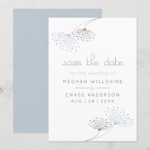 Invitation Fleurs bleues poussiéreuses simples