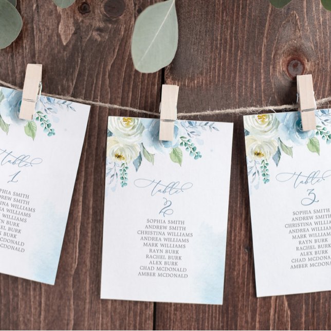 Invitation Fleurs bleues poussiéreuses Tableau Numéro 3 Table (Créateur téléchargé)