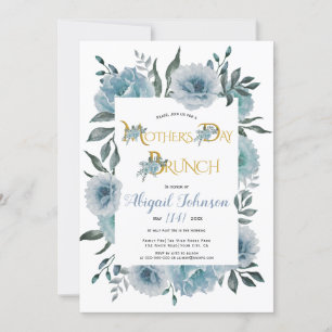 Invitation Fleurs bleues rousses brunch de la Fête des mères