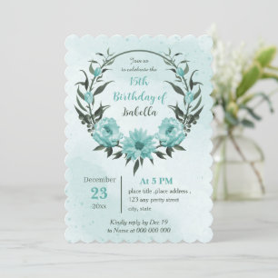 Invitation fleurs bleues verdure anniversaire botanique