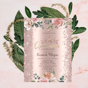 Invitation Fleurs Blush Diamants Or Rose