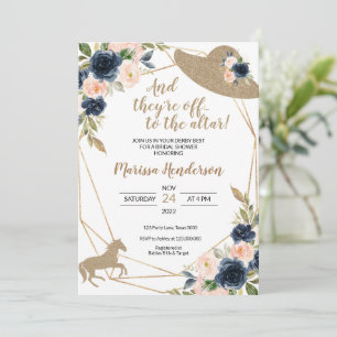 Invitation Fleurs Blush & Navy Fête des mariées Kentucky Derb