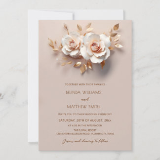 Invitation Fleurs Blush RoseGold 3 D