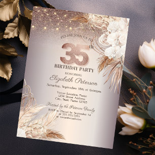 Invitation Fleurs Bohème, Guirlande Lumineuse Pailletée 35e A