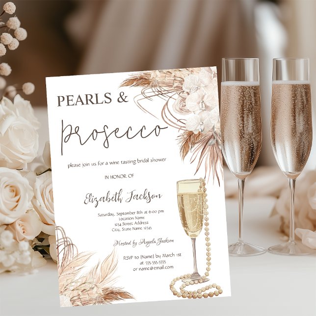 Invitation Fleurs Bohème Perles Prosecco Enterrement de Vie d (Créateur téléchargé)