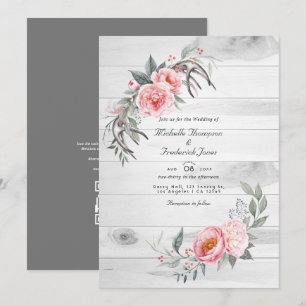 Invitation Fleurs Bohèmes de Code QR de Réponse de Mariage Ro