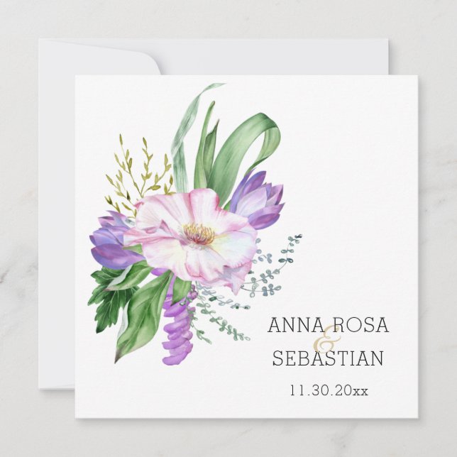 Invitation *~* Fleurs Boho AR15 QR RSVP Mariage (Devant)