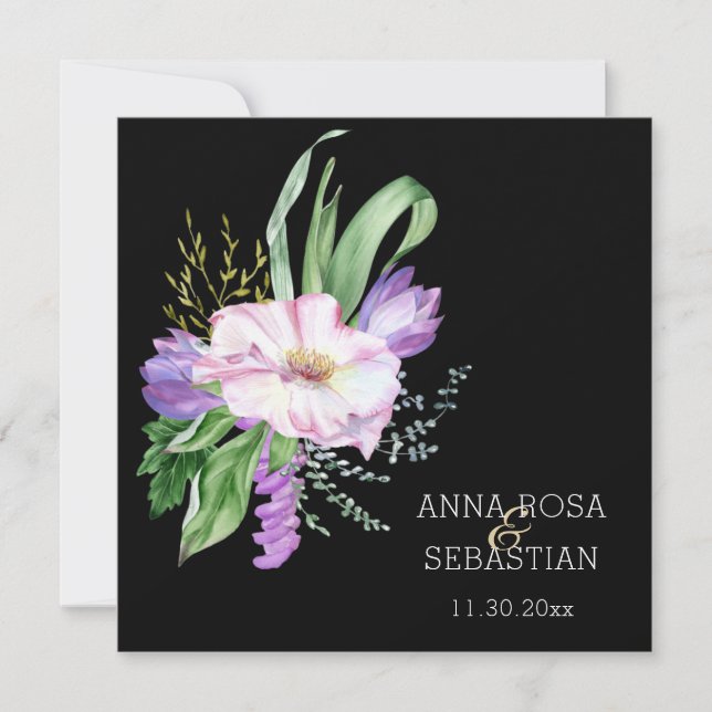 Invitation *~*Fleurs Boho AR15 QR RSVP Mariage (Devant)