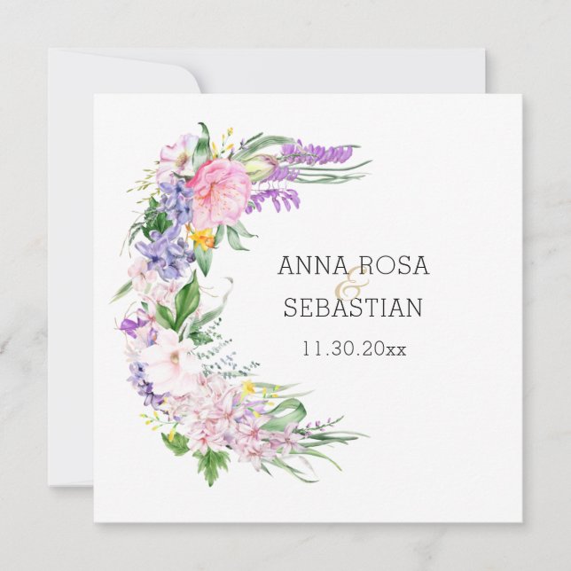 Invitation *~* Fleurs Boho AR15 QR RSVP Mariage (Devant)