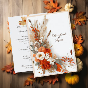 Invitation Fleurs Boho Couleurs Automne, Mariage Automne