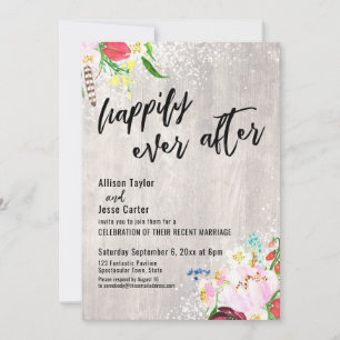 Invitation Fleurs Boho Lumières Bois Rustique Heureux Pour To