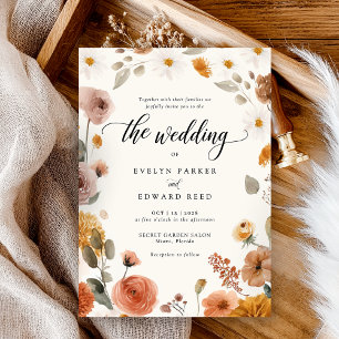 Invitation Fleurs Boho mariages de automne
