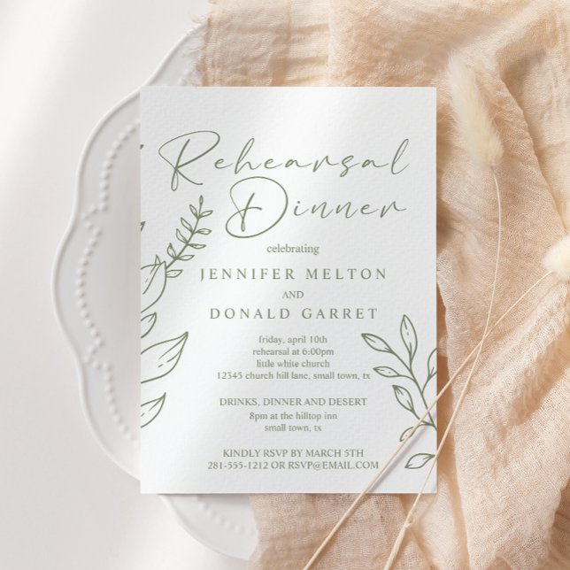 Invitation Fleurs Boho Sage Dîner de Répétition de Mariage (Créateur téléchargé)