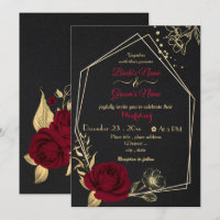 fleurs bordeaux or géométrique noir mariage