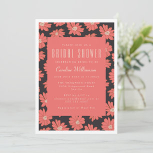 Invitation Fleurs Botaniques Boho Noir Rouge Baby Shower