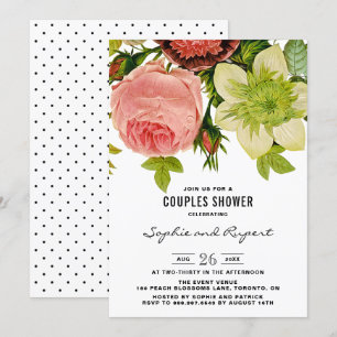 Invitation Fleurs botaniques Couples Vintages Douche