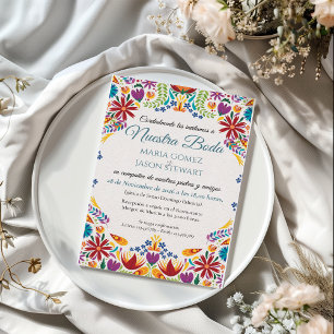 Invitation Fleurs Botaniques de Nuestra Boda Mariage Espagnol