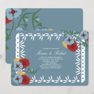 Invitation Fleurs botaniques mexicaines de Papier découpé Fie