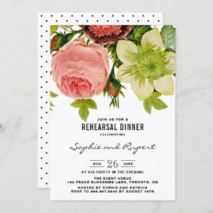 Invitation Fleurs botaniques Parti d'engagement Vintage