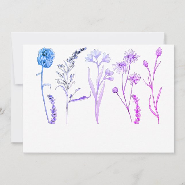 Invitation Fleurs botaniques pour mariages, fêtes prénatales  (Devant)