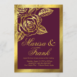 Invitation Fleurs botaniques vintages de Bourgogne de feuille