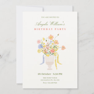 Invitation Fleurs bouquet anniversaire