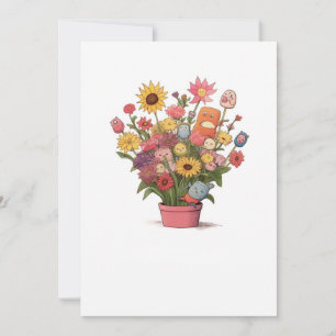 Invitation Fleurs, bouquet, pot de fleurs