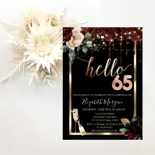 Invitation Fleurs Bourgogne, Frame, Champagne 65e anniversair