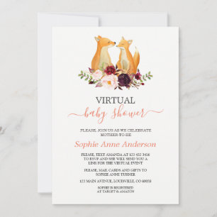 Invitation Fleurs Bourgogne Renverse Baby shower Virtuel Par