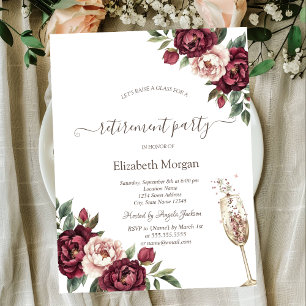 Invitation Fleurs Bourgogne, Retraite de verre de Champagne