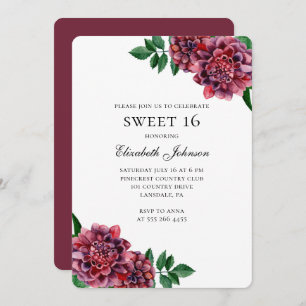 Invitation Fleurs bourguignonnes douces 16. Floral 16e annive