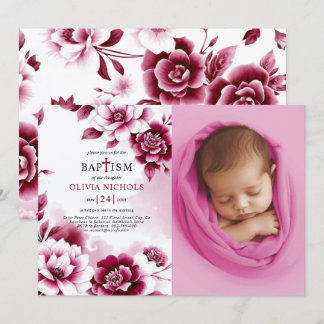 Invitation Fleurs bourguignonnes et fille de l'aquarelle Bapt