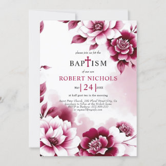 Invitation Fleurs bourguignonnes lave à l'aquarelle fille Bap