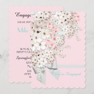Invitation Fleurs BRIDE & Douche en treillis Pink Party