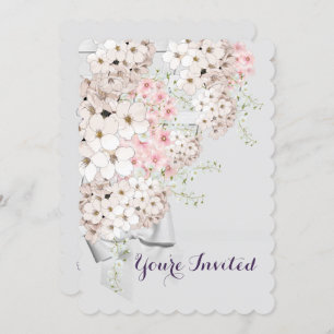 Invitation Fleurs BRIDE & Lattice Gray & Pink Shower Party