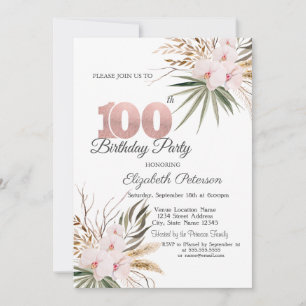 Invitation Fleurs Chic Boho 100e Anniversaire