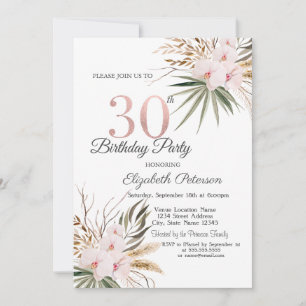 Invitation Fleurs Chic Boho 30 ans Anniversaire