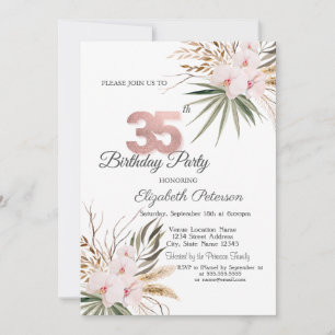 Invitation Fleurs Chic Boho 35e Anniversaire