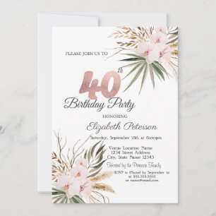 Invitation Fleurs Chic Boho 40e Anniversaire