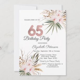 Invitation Fleurs Chic Boho 65e Anniversaire