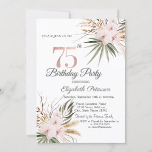 Invitation Fleurs Chic Boho 75e Anniversaire