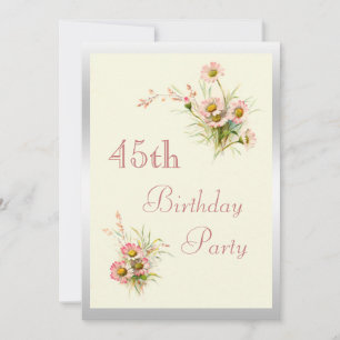 Invitation Fleurs Chic de Printemps 45e Anniversaire