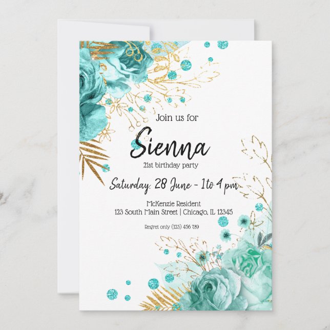 Invitation Fleurs Chic et Glam Modernes pour toutes les occas (Devant)